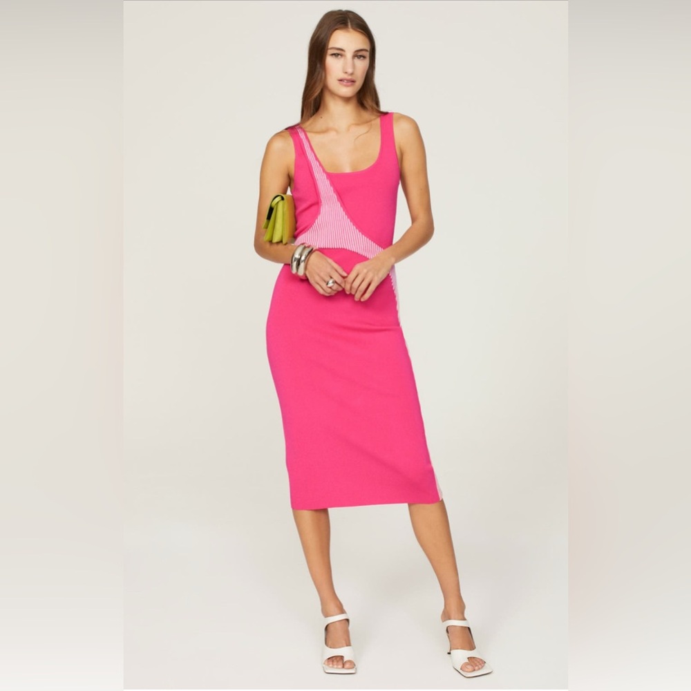 Esteban Cortazar Collective, pink varsity knit dress